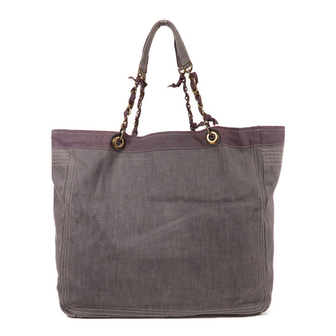 LANVIN Shoulder Tote Bag Denim Grey