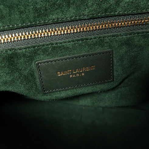 SAINT LAURENT GHW Duffle 2 Way Bag 322049 Calfskin Leather Green