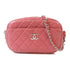 CHANEL Quilted CC SHW Camera Bag Chain Shoulder Crossbody Lambskin Leather Pink