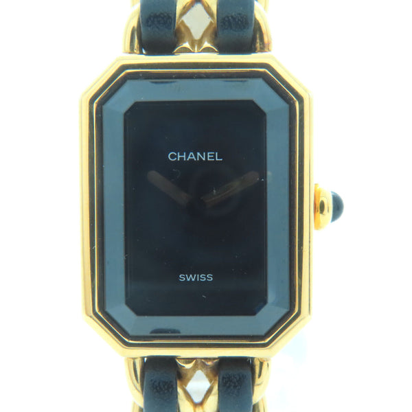 CHANEL CC Premier L Quartz Watch H0001 Gold Plated Black v1