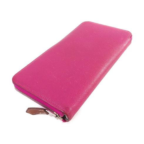 HERMES PHW Azap Silk'In Zipper Long Wallet Epsom Leather L3 Rose Pourpre