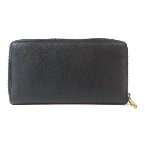 GUCCI GG GHW Long Round Wallet 469317 Calfskin Leather Black