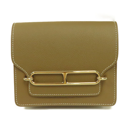 HERMES GHW Roulis Slim Wallet Evercolor Leather Stamp U 18 Etoupe Grey