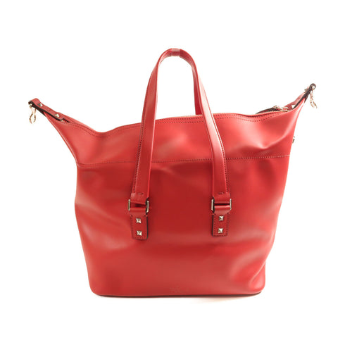 VALENTINO SHW 2 Way Shoulder Bag Calfskin Leather Red