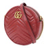GUCCI GG GHW GG Marmont Round Chain Shoulder Bag 550154 Calfskin Leather Red