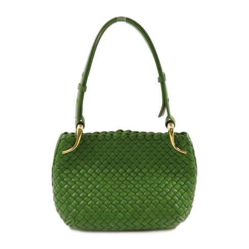 BOTTEGA VENETA BV GHW Clicker Shoulder Bag Intrecciato Leather Green