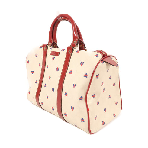 GUCCI GG GHW Hand Bag PVC Coated Canvas Calfskin Leather 193603 White/Red/Navy