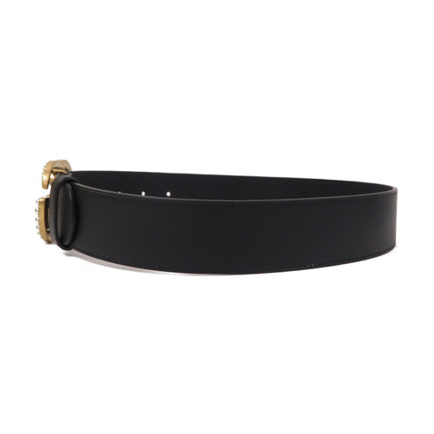 GUCCI GG GHW Marmont Pearl Belt 453260 Calfskin Leather Black