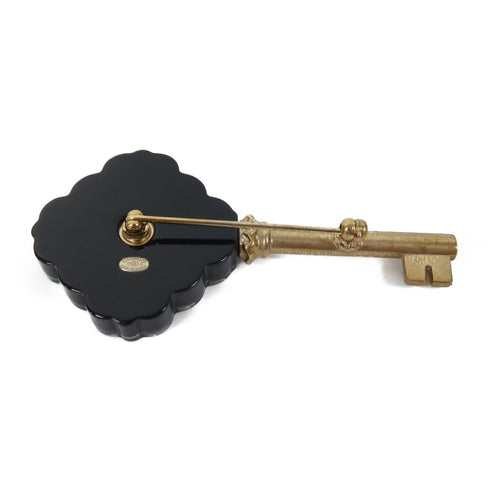 CHANEL CC Brooch 17/A Metal/PVC Black/Gold