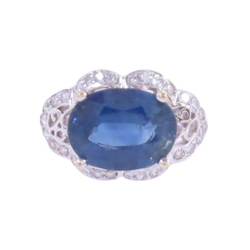 JEWELRY Sapphire Diamond Ring US#4.25 18K White Gold