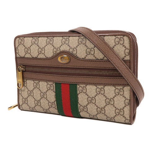 GUCCI GG GHW Ophidia Shoulder Bag 575722 Coated Canvas Brown