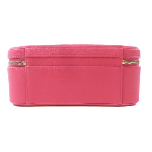CHANEL Quilted CC GHW Vanity Case 2Way Shoulder Handbag Caviar Leather Pink