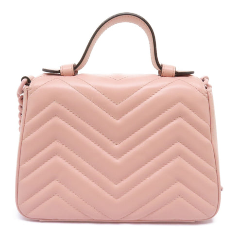 GUCCI GG GG Marmont 2 Way Chain Shoulder Bag 702563 Calfskin Leather Pink