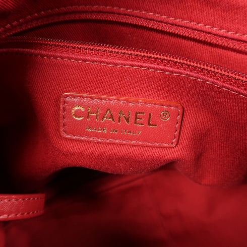 CHANEL CC 2 Way Shoulder Bag Calfskin Leather Red