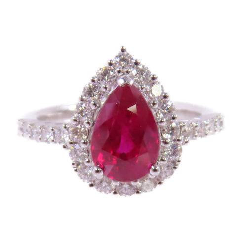 Jewelry 1.77ct Ruby 0.53ct Diamond Ring US#5.75 18K White Gold