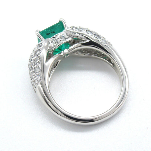 FINE JEWELRY 2.27ct Emerald 1.30ct Diamond Ring 18KWG White Gold US#5.5