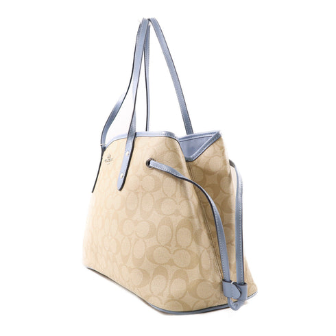 COACH SHW Tote Shoulder Bag M1722-F57842 Coated Canvas Beige Light Blue