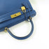 HERMES GHW Kelly 28 Handbag 2 Way Shoulder Bag Clemence Leather Deep Blue