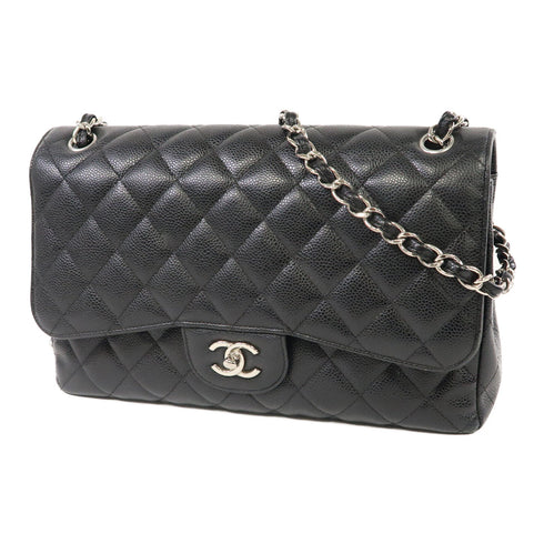 CHANEL Quilted CC SHW Classic Jumbo Chain Shoulder Bag A58600 Black