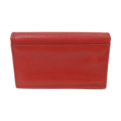 PRADA GHW Card Case 1M1122 Saffiano Leather Red