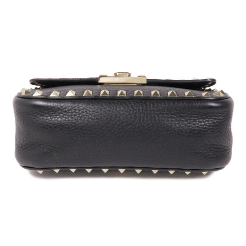 Valentino GHW 2way Shoulder Bag Calfskin Leather Black