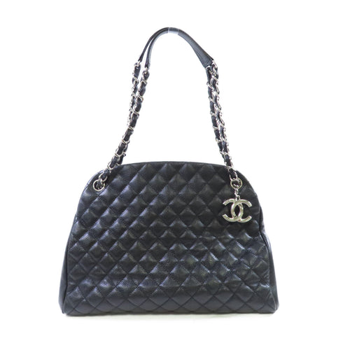 CHANEL Quilted SHW CC Chain Shoulder Bag Calfskin Leather Black