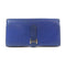 HERMES PHW Bearn W Snap Long Wallet Veau Epsom Leather Blue