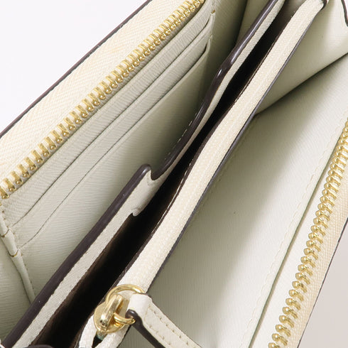 Michael Kors GHW Long Wallet Calfskin Leather White