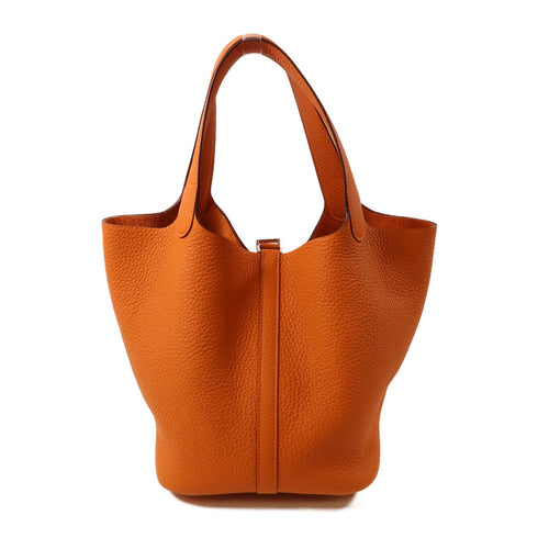 HERMES PHW Picotin MM Handbag Clemence Leather