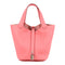 HERMES PHW Picotin PM Hand Bag/Bucket Tote Bag Clemence Leather Rose Azalee