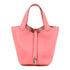 HERMES PHW Picotin PM Hand Bag/Bucket Tote Bag Clemence Leather Rose Azalee