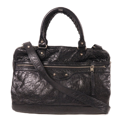 BALENCIAGA SHW 2 Way Shoulder Bag Calfskin Leather Black lux