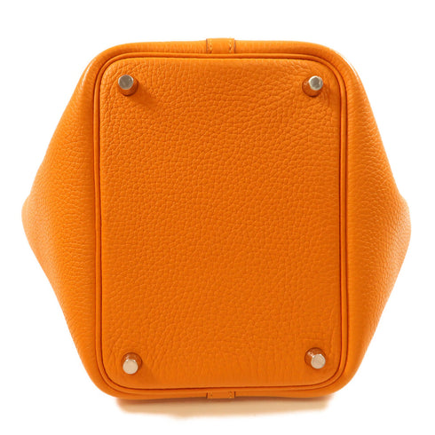 HERMES PHW Picotin PM Tote Bag Clemence Leather I9 Abricot