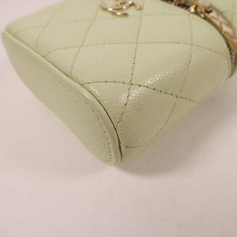 CHANEL CC GHW Chain Shoulder Bag Calfskin Leather Light Green