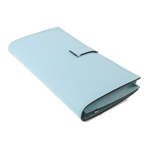 HERMES PHW Bearn Wallet Bleu Veau Epsom Leather Atoll Light Blue