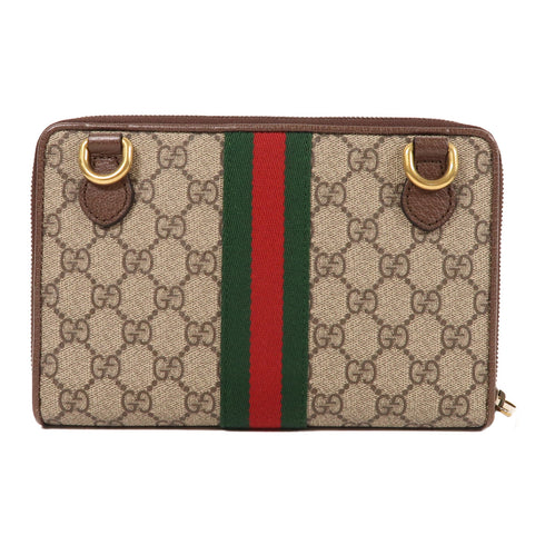 GUCCI GG GHW Ophidia Shoulder Bag 575722 Coated Canvas Brown