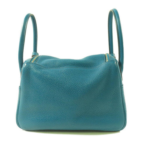 HERMES PHW Lindy 26 Handbag 2 Way Shoulder Bag Clemence Bleu Izmir/Bleu Saphir