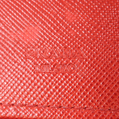 PRADA GHW Long Wallet Saffiano Leather Red 1M1188