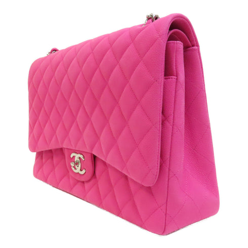 CHANEL Quilted CC SHW Maxi Jumbo Chain Shoulder Bag A58601 Leather Pink