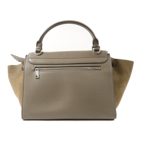 CELINE SHW Trapeze 2 Way Bag Calfskin Leather Grey/Brown