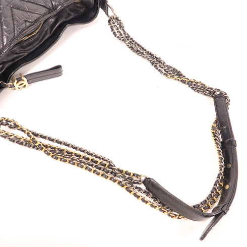 CHANEL CC Gabrielle Large Chain Shoulder Bag Calfskin Leather Black