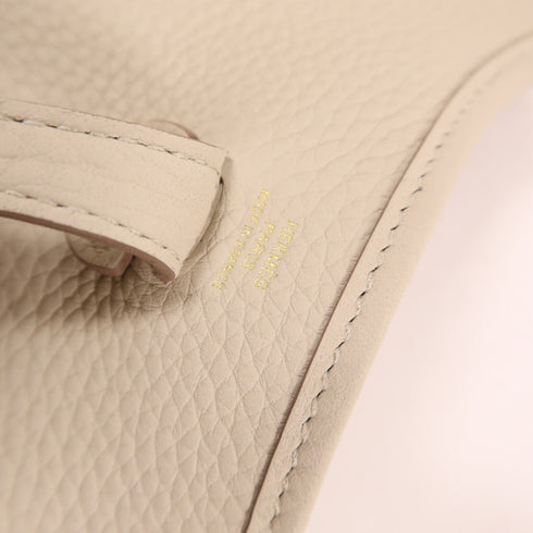 HERMES GHW Evelyne TPM Shoulder Bag Clemence Leather Beton