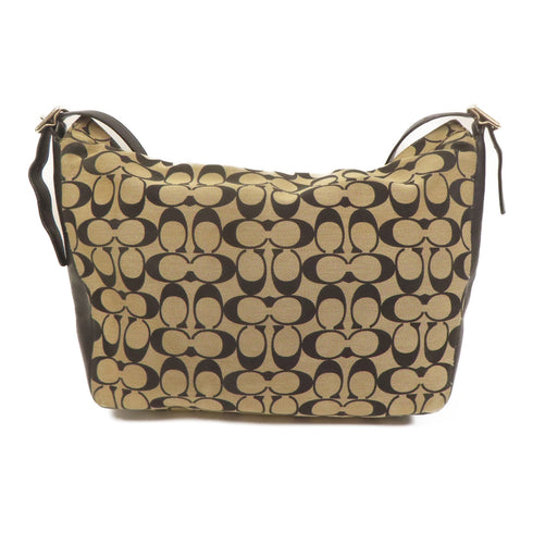 COACH GHW Shoulder Bag 32562 Canvas Leather Beige Black