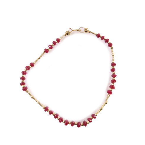 JEWELRY Red Stone Bracelet 18K Yellow Gold
