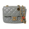 CHANEL Quilted CC GHW Mini Flap Chain Shoulder Bag Calfskin Leather Light Grey