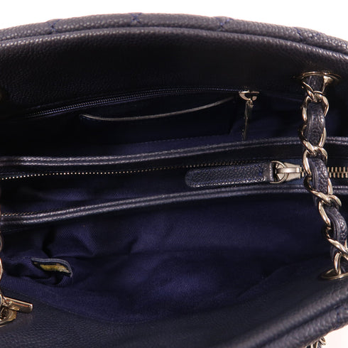 CHANEL CC SHW Chain Shoulder Bag Calfskin Leather Navy