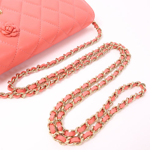 CHANEL CC GHW WOC Wallet On Chain Shoulder Bag Lambskin Leather Pink