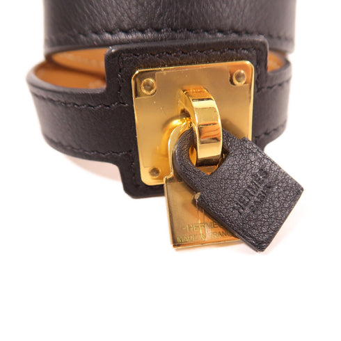 HERMES GHW O'kelly Bracelet Leather Noir Black