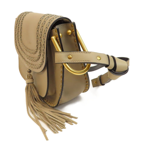 Chloe GHW Hudson Leather Crossbody Bag Shoulder Calfskin Leather Beige