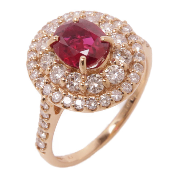 JEWELRY Ruby Diamond Ring 18K Rose Gold US#6.25